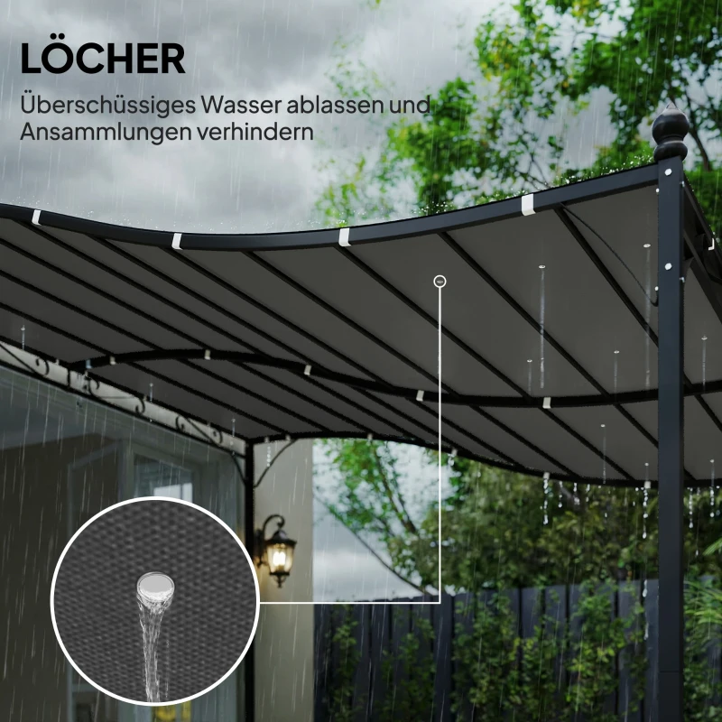 Outsunny Ersatzdach für Pergola Sonnensegel für Terrassenüberdachung Ersatz-Dachplane für 3 x 3 m Pavillon 298x293 cm Dunkelgrau