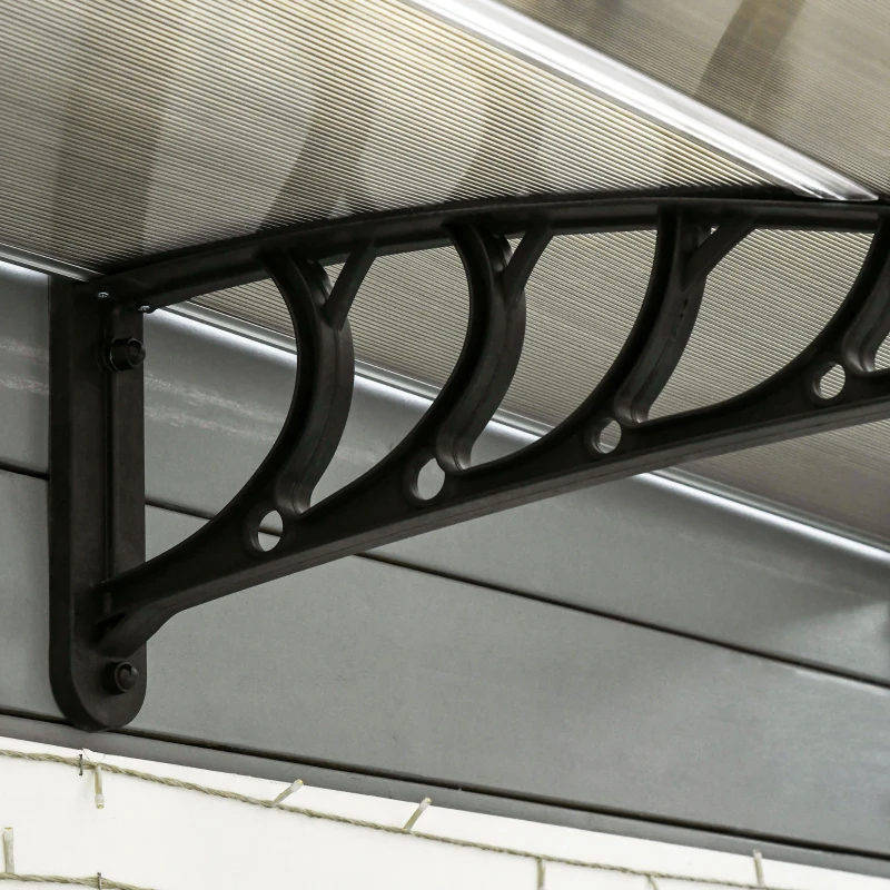 Outsunny Marquise Exterior para Portas e Janelas 200x96 cm com Barra de Liga de Alumínio PP e Policarbonato Castanho