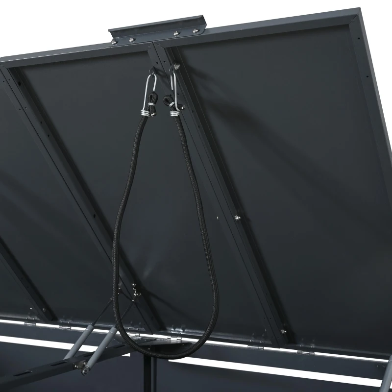 Mülltonnenbox mit hydraulischem Klappdeckel, zweiteiliges Design für 2 Mülltonnen, 132x80x118,5 cm, Grau+Naturfarbe