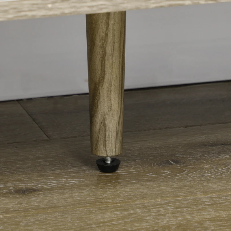 HOMCOM Bufet jos, mobilier de depozitare, 2 dulapuri, 4 uși, model chevron, polițe reglabile, 120 x 35 x 77,4 cm, alb și gri