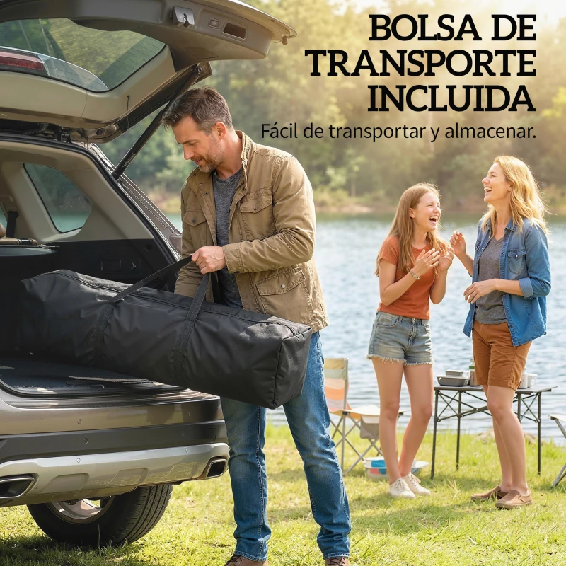 Outsunny Carpa Plegable 2,4x2,4 m Pop-up UPF50+ Bloqueo Central Altura Ajustable Bolsa de Transporte Sacos Arena Beige