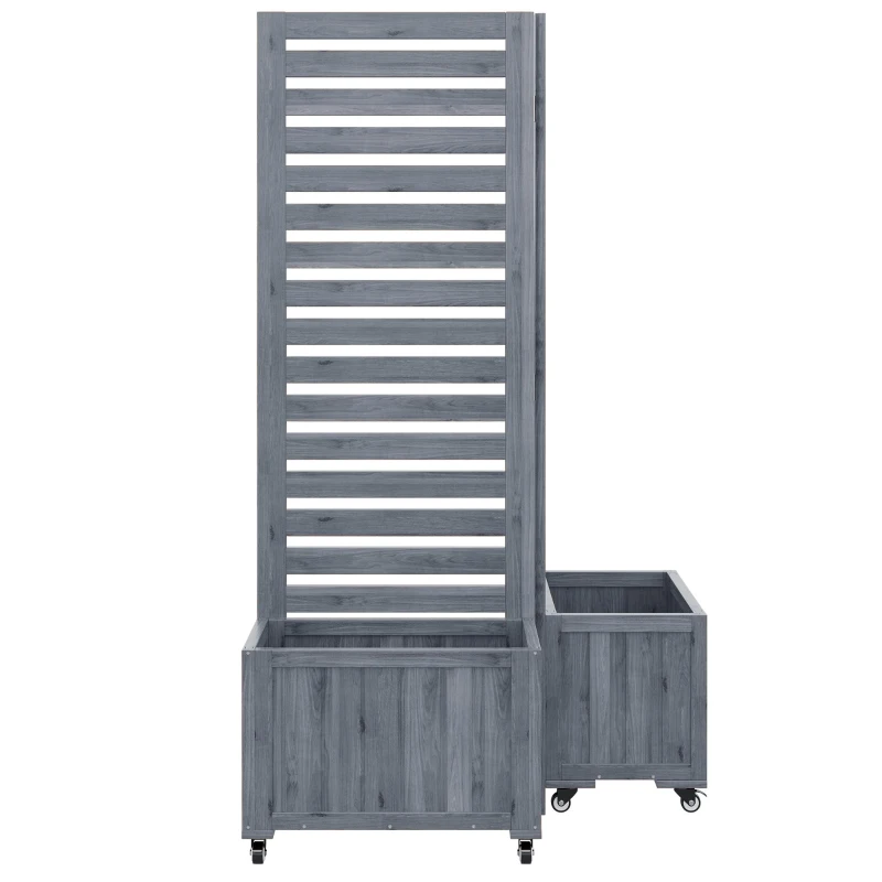 Pflanzkübel mit Spalier, 2 große Pflanzkästen und 2 Gartenspaliere als Kletterhilfe, 102,5 x 32 x 152,5 cm, Grau