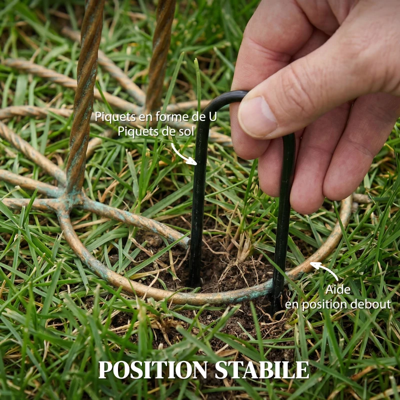 Outsunny Lot de 2 Statues de Jardin, Sculpture de Héron en Métal, Statues d'oiseaux 91/95cm, pour Cour, Étang, Terrasse, or/bleu