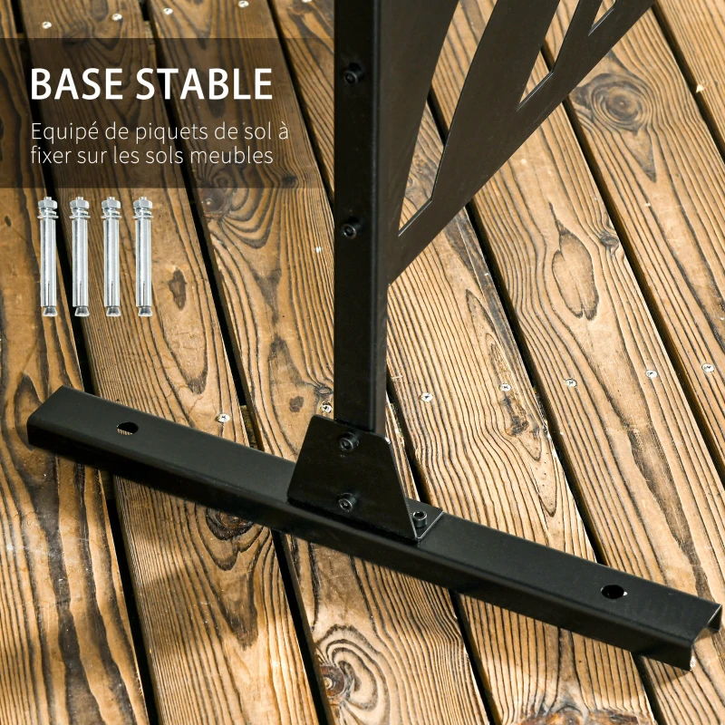 Outsunny Panneau brise vue décoratif extérieur noir à motif végétal en métal - 122 x 45 x 198 cm(m-5)