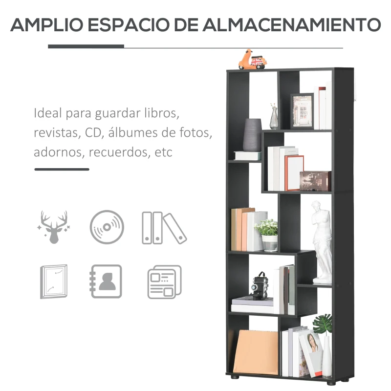 HOMCOM Estantería Moderna Biblioteca Estrecha con 8 Estantes Librería para Salón Dormitorio Estudio 70x24x178 cm Negro