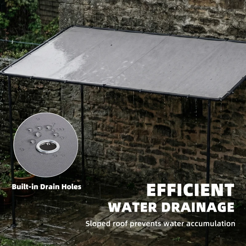 Outsunny 3 x 2 m Lean to Garden Pergola, Metal Frame Gazebo Pergola with UPF30+ Protection, Sloped Roof, Drainage Holes, Grey