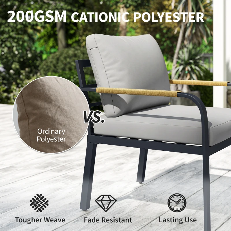 Outsunny 7 Seater Garden Furniture Set, Metal Garden Sofa Set with Cushions, Outdoor Furniture Conversation Sets, Light Grey