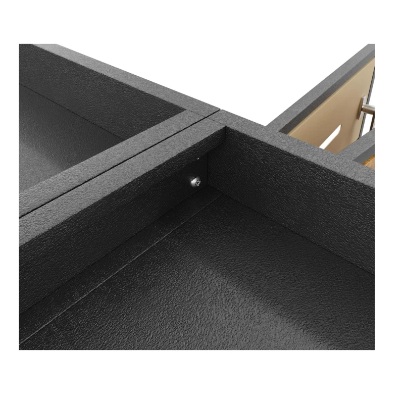 Mülltonnenbox mit Pflanztrog, für 4 Mülltonnen, Frontzugang mit Schloss und Griff, 264x80x124 cm, Grau+Naturfarbe