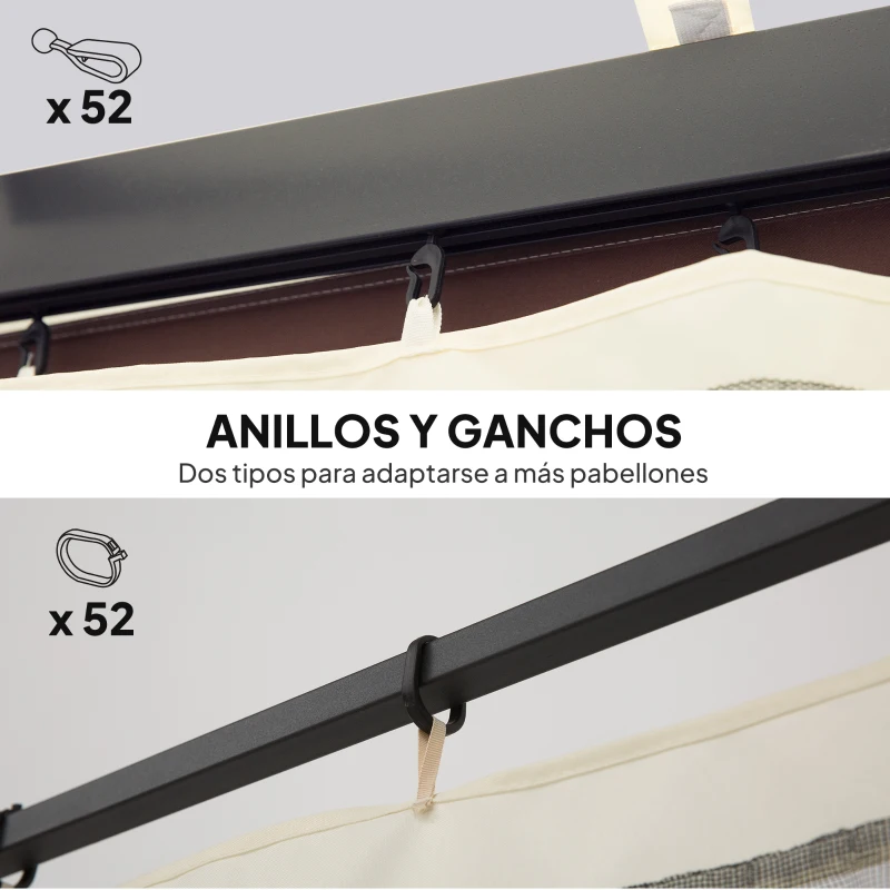 Outsunny 4 Paneles Laterales 3,4x2 cm para Carpa de Jardín Tela Mosquitera para Cenador Gazebo con Cremalleras y Anillas Negro