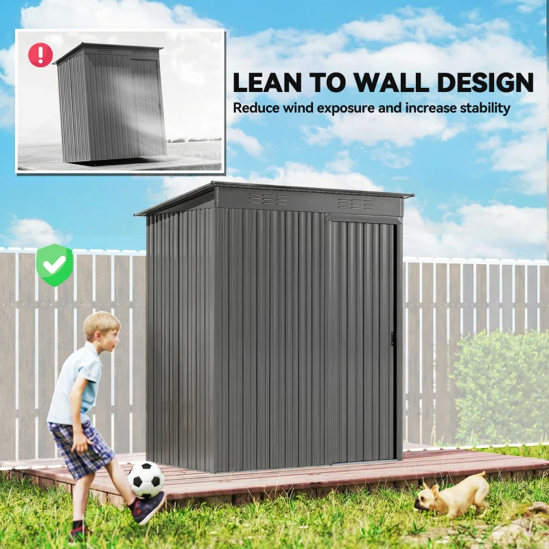 Outsunny 5 x 3.5ft Metal Garden Storage Shed with Effortless Assembly and 2 Pairs of Gloves, Waterproof Outdoor Shed, Light Grey