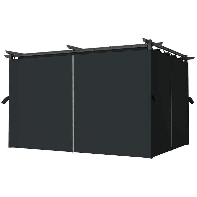 Outsunny Einziehbare Pergola 4x3m Pergola Aluminium Metall mit Vorhang und Schiebedach Polyester 180 g/m² dunkelgrau