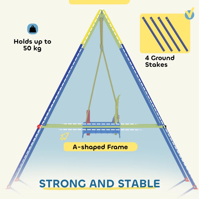 AIYAPLAY 3 in 1 Toddler Swing Set, Folding Child Swing Set with Seat Belt, Adjustable Seat for Outdoor Indoor, Blue