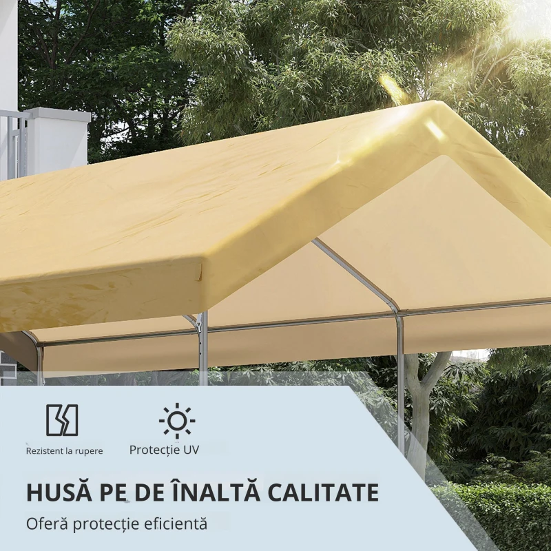 Outsunny Garaj tip cort 6m x 3m, Garaj portabil, Cort de gradina cu copertina, adapost de depozitare, cu copertina din PE anti-UV si kit de ancorare, pentru masina, barca, petrecere, nunta
