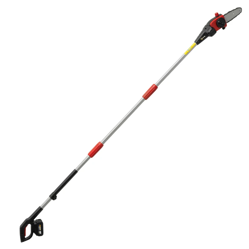Outsunny Tronçonneuse Électrique Extensible 1,94-2,56 m avec 2 Batteries 4,0 Ah Chargeur Double Verrouillage Lubrification Automatique