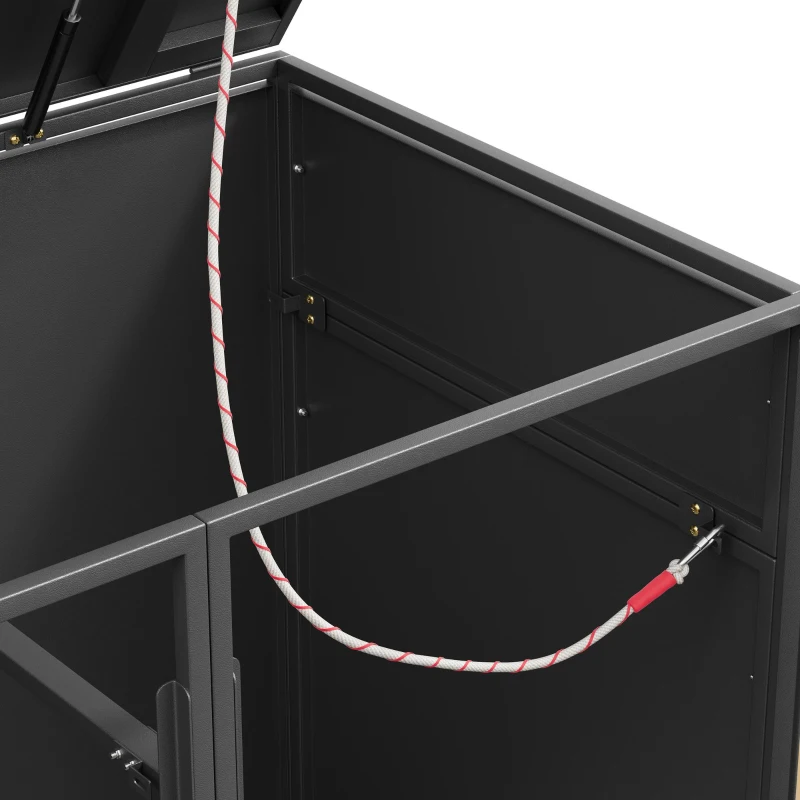 Mülltonnenbox mit Belüftungslöchern, für 2x 120–240 l und den Außenbereich geeignet, 132x84,5x118 cm, Grau+Naturfarbe