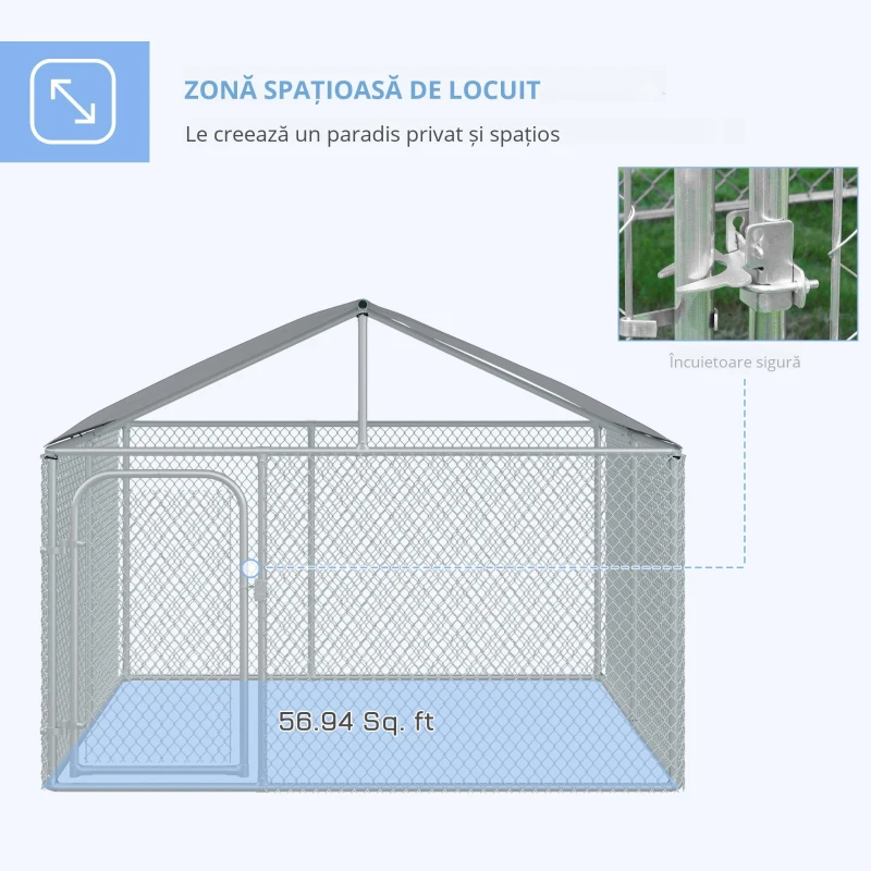 Pawhut tarc Exterior Caini 230×230×175 cm – Cu Acoperis Impermeabil(m-7)