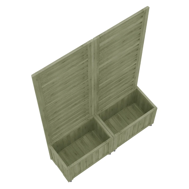 Pflanzkübel mit Spalier, 2 große Pflanzkästen und 2 Gartenspaliere als Kletterhilfe, 102,5 x 32 x 152,5 cm, Grün