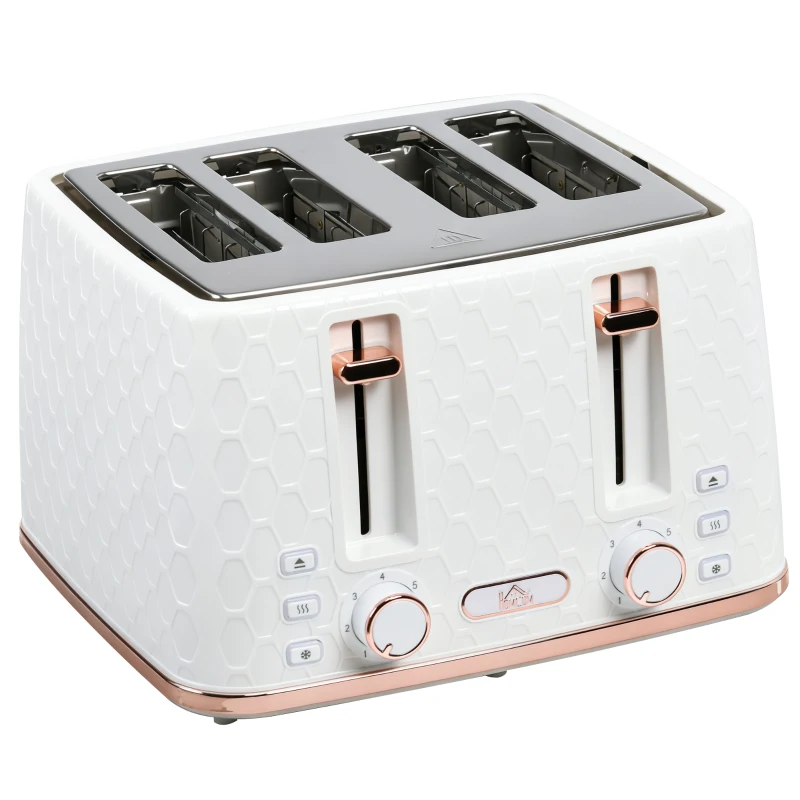 HOMCOM Four-Slice Honeycomb Toaster - White