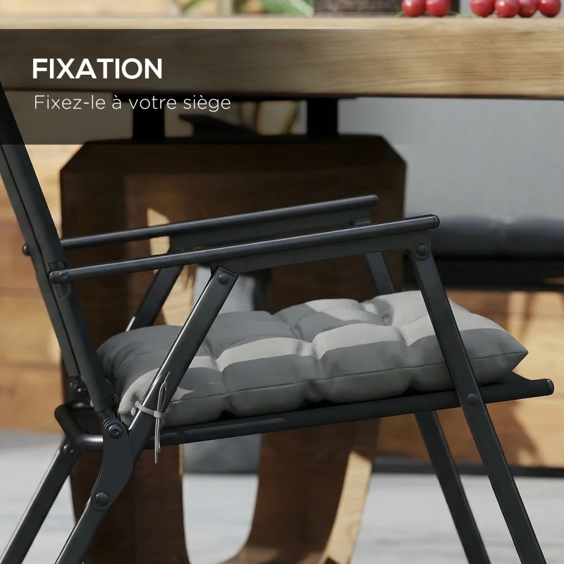 Outsunny Lot de 6 coussins de chaise de jardin, Coussins extérieur capitonné, grand confort cm avec attaches, dim. 40L x 40l cm