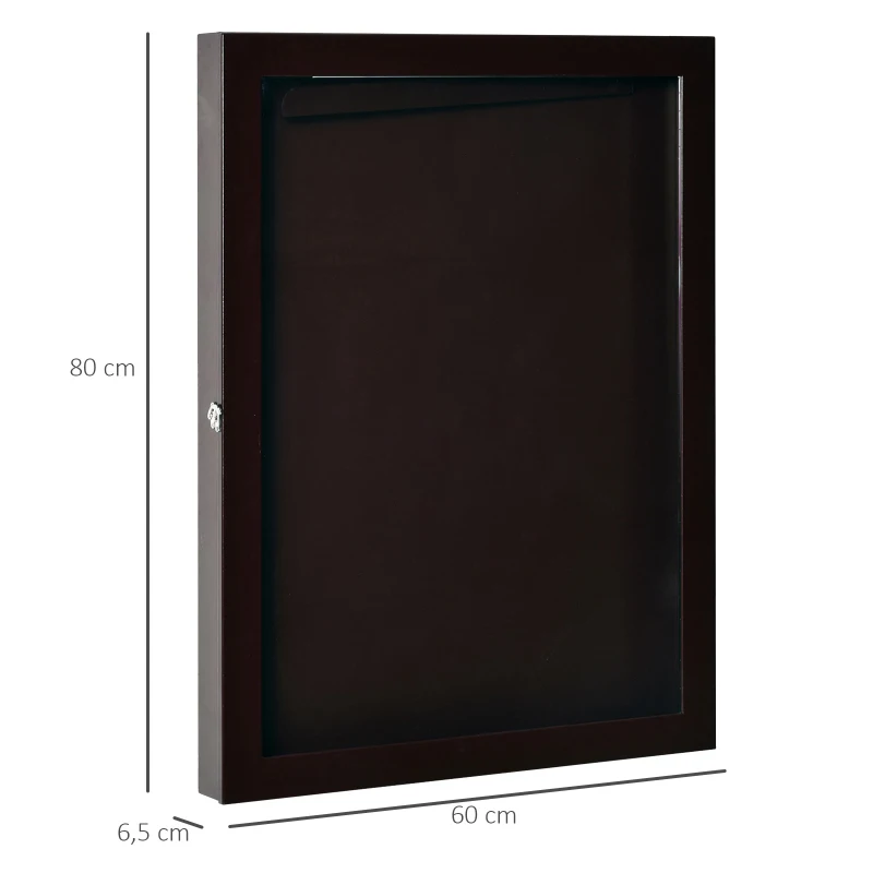 Frame box T-frame cadre pour maillot porte acrylique doublure interne feutre 60L x 7l x 80H cm marron