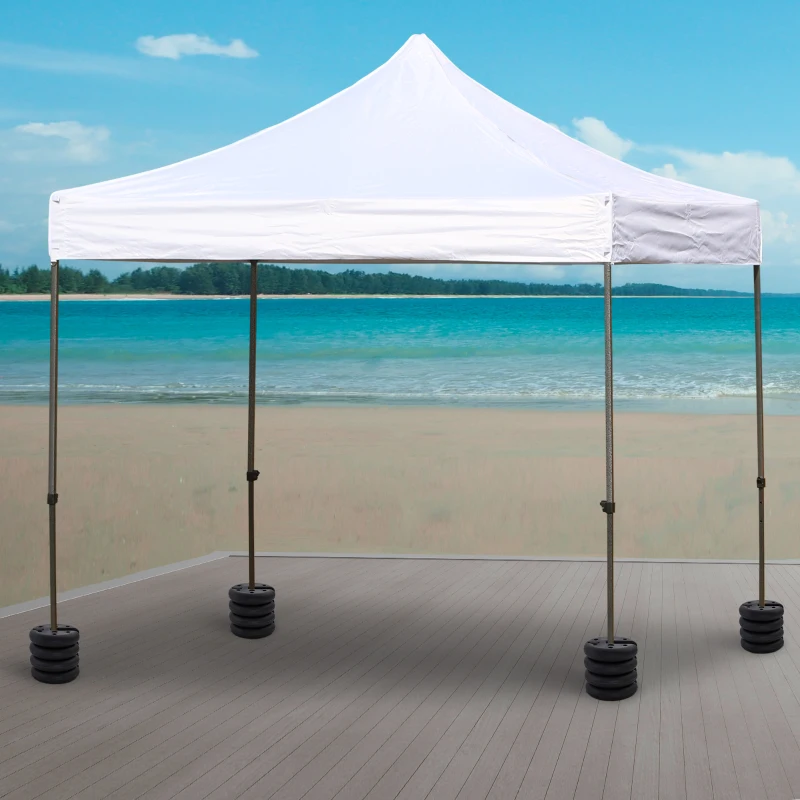 Outsunny Lot de 4 lestages pour parasols dalles de parasol rond pour tonnelle barnum tente à remplir avec 20 kg d'eau / 16 kg de sable dim. Ø 25 x 6H cm HDPE noir