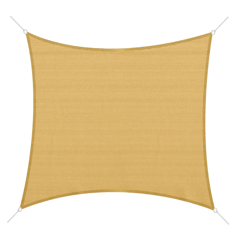Outsunny Toldo Vela Cuadrado 3x3 m Vela de Sombra para Jardín Patio Terraza HDPE Anti UV y Transpirable Color Arena