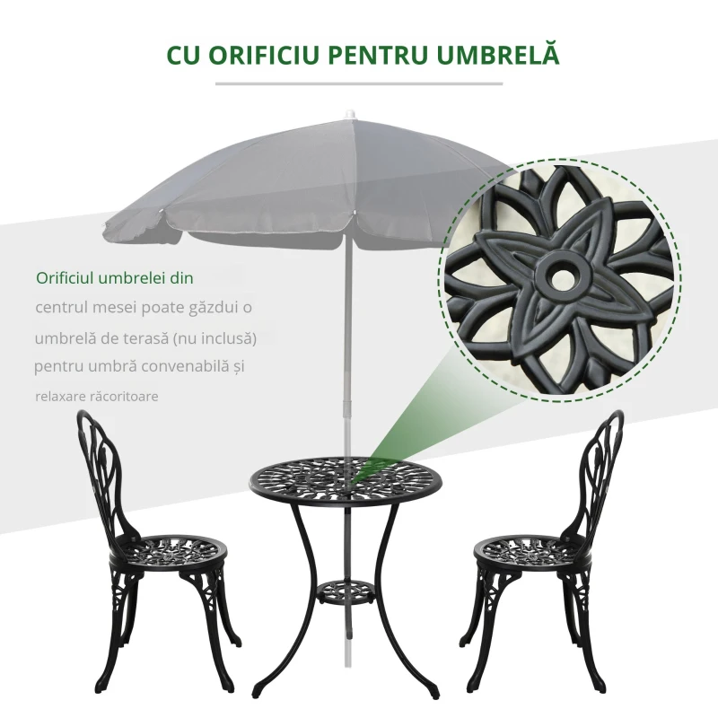 Outsunny Set de Gradina 3 Piese din Aluminiu, Set Exterior