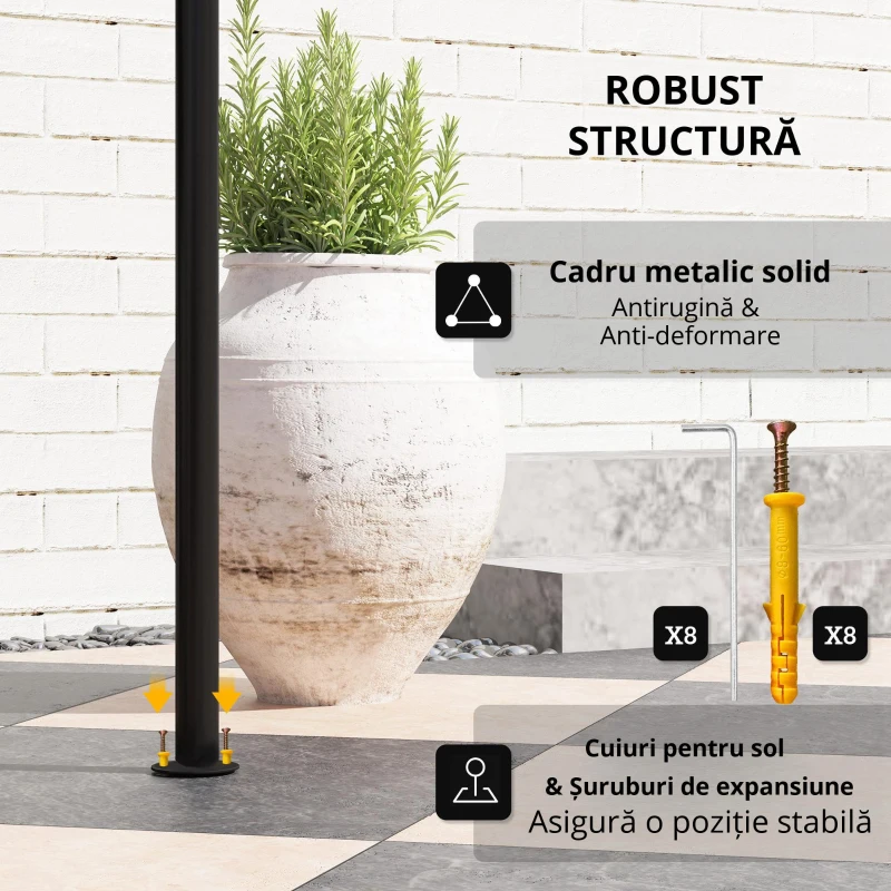 Outsunny Pavilion de grătar 242x149x248 cm rezistent la apă ignifug pavilion de grădină cu acoperiș cu dublu strat Gri