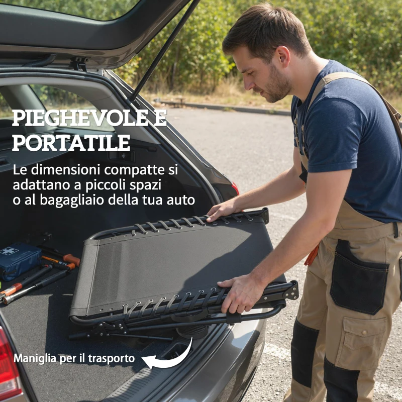 Outsunny Set 2 Lettini Prendisole da Giardino Pieghevoli e Reclinabili su 5 Livelli con Cuscini, 57x200x38 cm, Nero