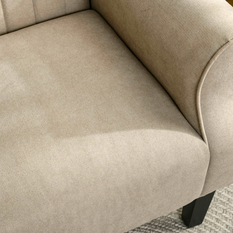 HOMCOM Upholstered Accent Chair with Rolled Arms and Wood Legs, Armchair for Living Room Bedroom, Beige