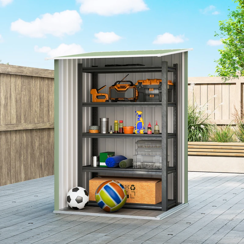 Outsunny Caseta de Jardín Metálica 0,92 m² 100x103x160 cm con 1 Puerta y Cerradura para Almacenamiento Herramientas Verde Claro
