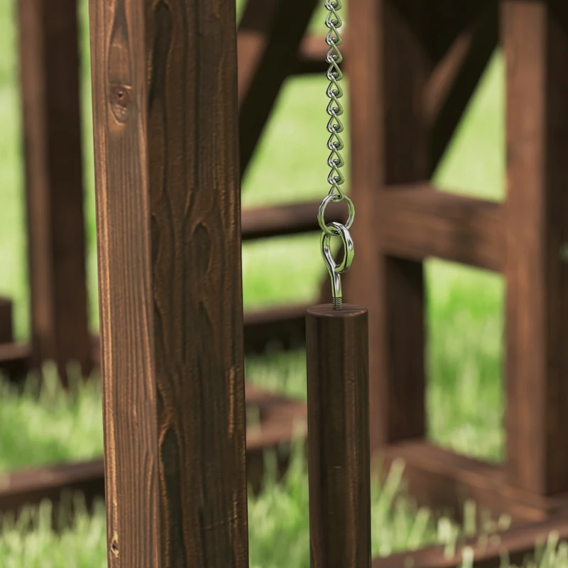 PawHut Área de juegos de madera, Perchero de madera para gallinas, con columpio, escalera, plataformas, 82 x 60 x 55 cm, marrón