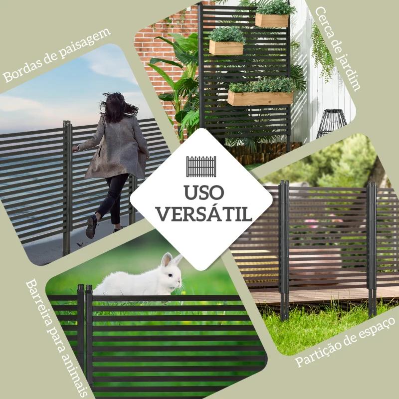Outsunny Cerca de Jardim de Aço com Revestimento em PE 2 Modos de Instalação para Plantas Animais 93x22x150 cm Castanho
