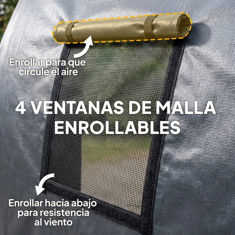 Outsunny Garaje Exterior para Coche 3x6 m Impermeable con Tejido PE Resistente Marco de Metal Galvanizado UPF 30+ Gris Oscuro