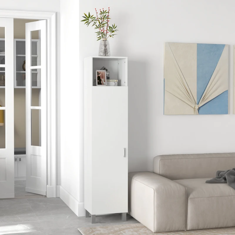 HOMCOM Bibliothèque armoire rangement niche supérieure placard 3 étagères intérieures pour salon bureau 40 x 35 x 177 cm blanc