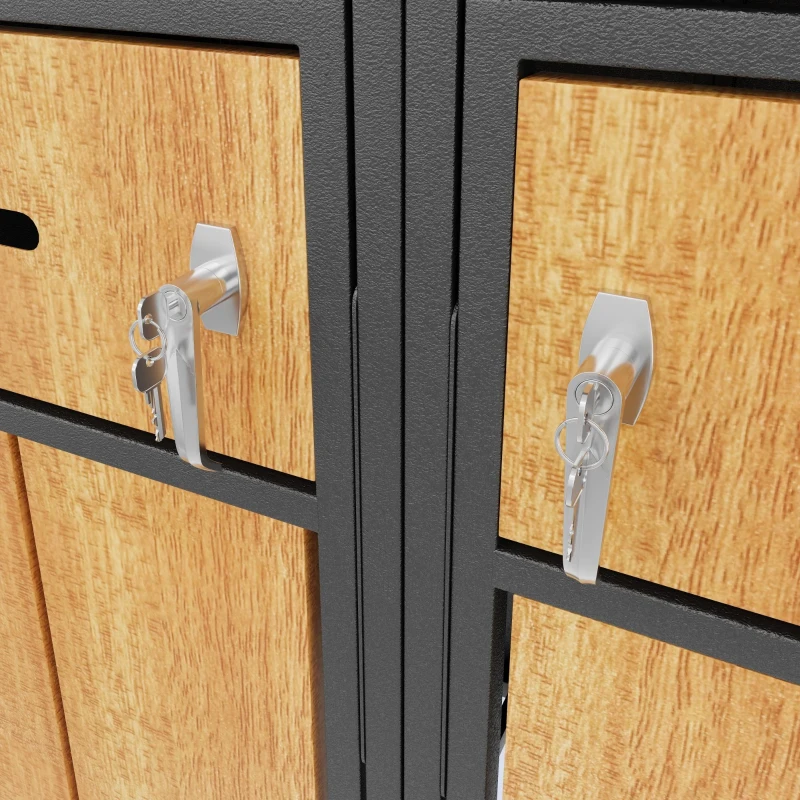 Doppel-Mülltonnenbox, 2‑fach Abfalltrennsystem, 132x80x124 cm, Grau+Naturfarbe