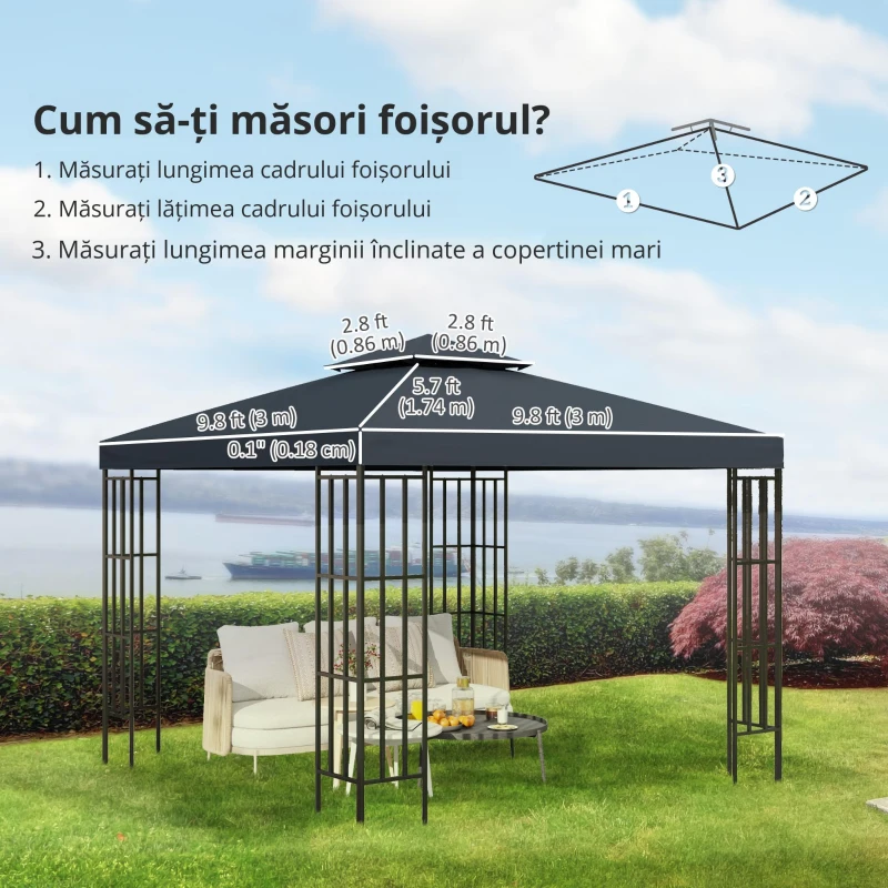 Outsunny Acoperis de Schimb pentru Foisor 3x3m, Prelata