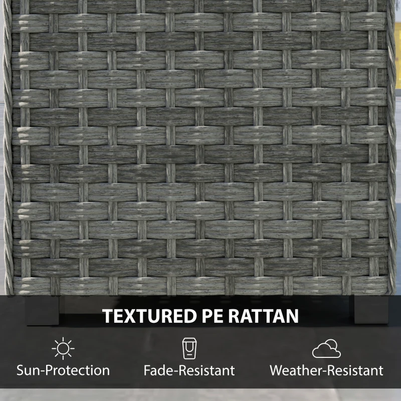 Outsunny Outdoor Coffee Table with Storage Shelf, PE Rattan Side Table with Slatted Top and Foot Pads, Grey