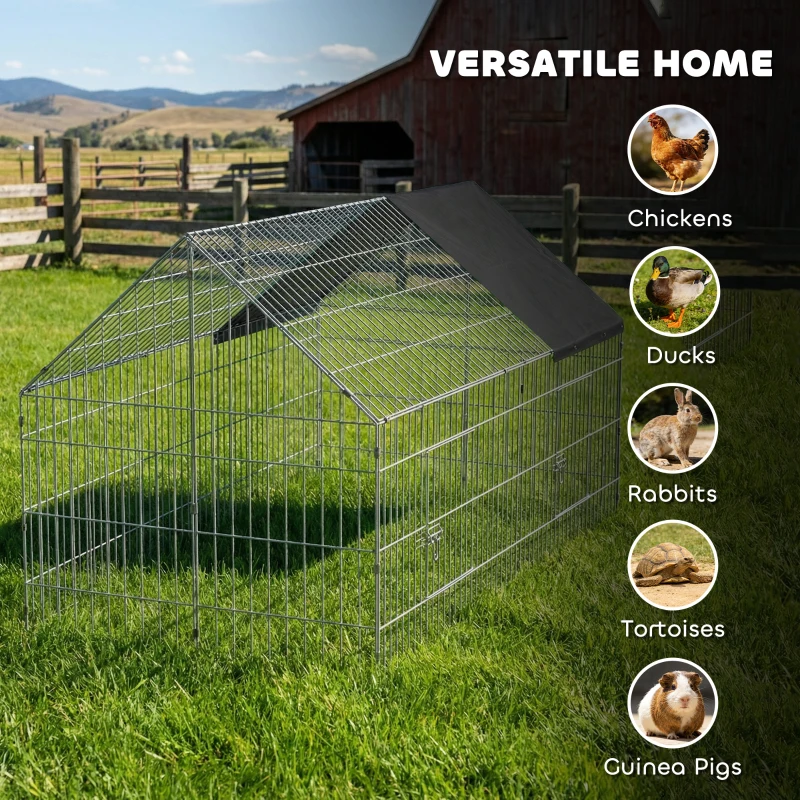 PawHut Rabbit Run with Protective Cover for  Small Animals, Chickens, Guinea Pigs, Tortoises, 180 x 75 x 75 cm, Black