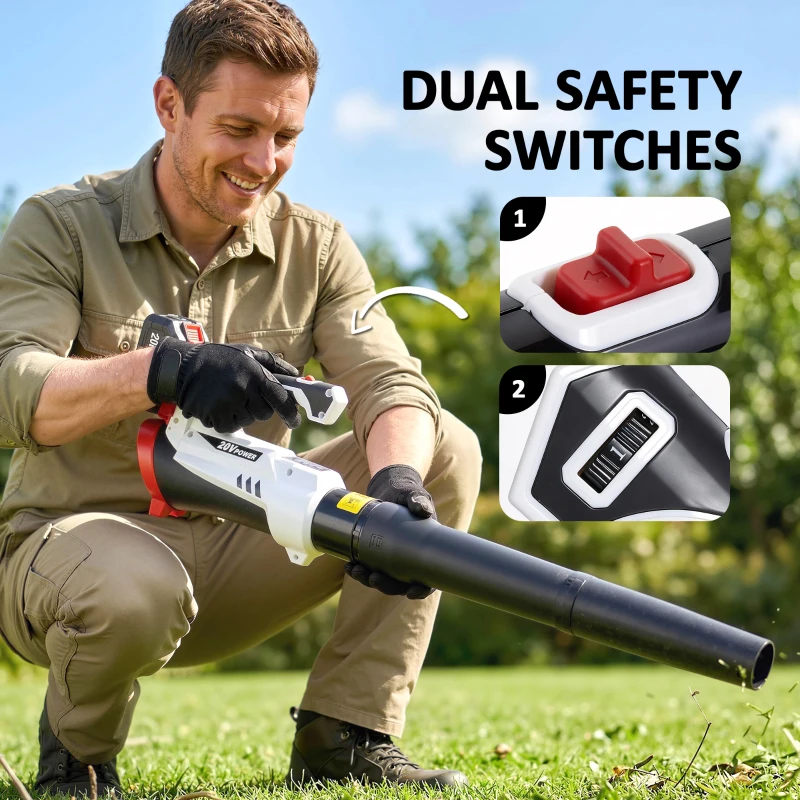 Outsunny Leaf Blower Cordless with 4000mAh Battery & Charger, 18V Lightweight Handheld Garden Blower with 6 Speed Levels