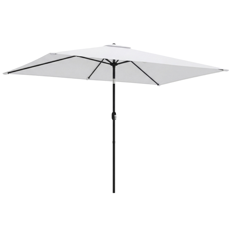 Outsunny Garden Parasol, Parasol Umbrella with Crank Handle, Tilt Function, Polyester Canopy, Cream White