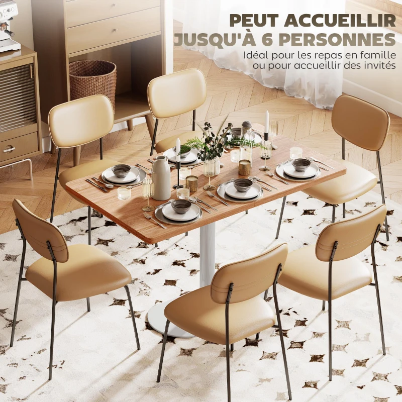 HOMCOM Table à manger rectangulaire pour 6 personnes, 120 x 70 x 75 cm, table de cuisine piétement et plateau épais chêne blanc(m-4)