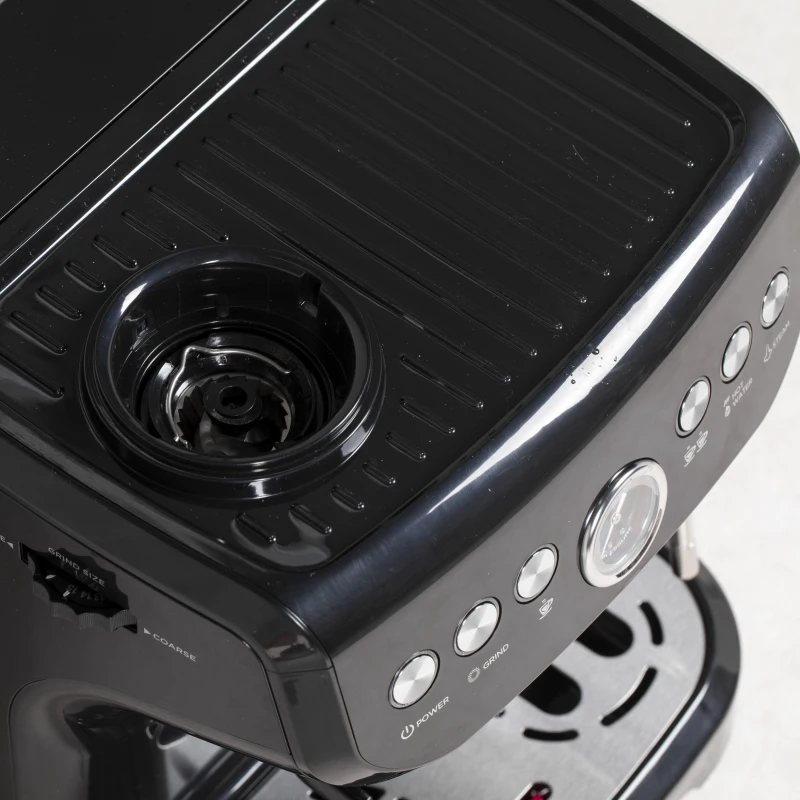 HOMCOM 15 Bar Coffee Machine, with Adjustable Grind, Steamer and Accessories - Black