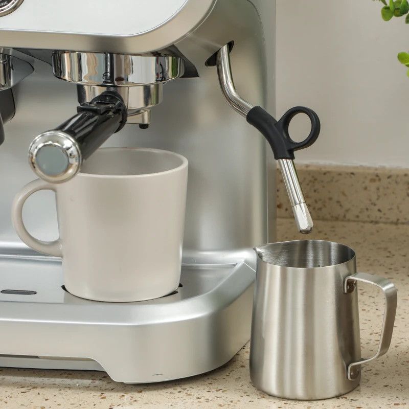 HOMCOM 15 Bar Coffee Machine with 15 Adjustable Grind Setting, Steamer and Complete Kit - Silver Colour