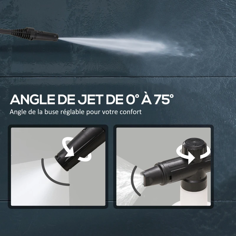 DURHAND Nettoyeur Haute Pression 1600W, Débit 432 L/h, Pompe en Aluminium 130 Bars, Tuyau 6m, Flacon de Savon, Bleu