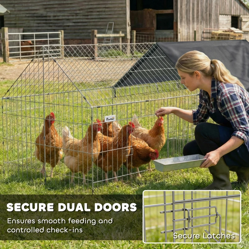 PawHut Rabbit Run with Protective Cover for  Small Animals, Chickens, Guinea Pigs, Tortoises, 180 x 75 x 75 cm, Black