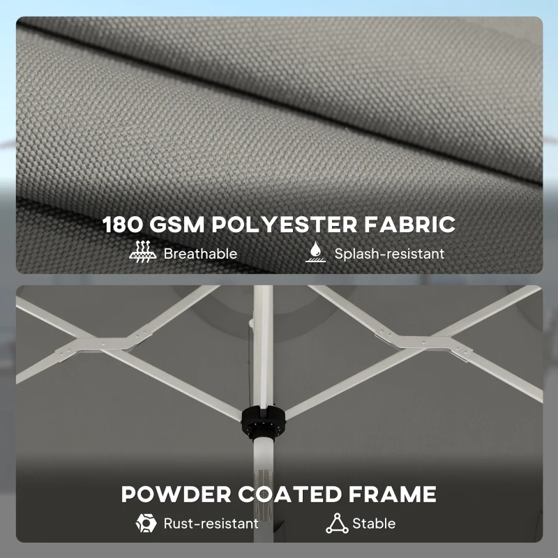 Outsunny 3 m Double-Sided Garden Parasol with LED Solar Lights, Outdoor Extra Large Sun Umbrella with Crank Handle, Grey