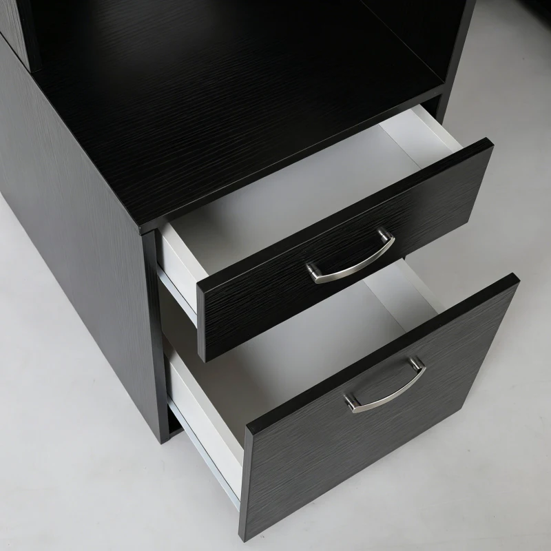 HOMCOM Computer Desk with Drawers and Storage Shelves, Office Desk Writing Table with Printer Stand, Large Workstation for Study Play Work Home Office, 137 x 55 x 92cm, Black