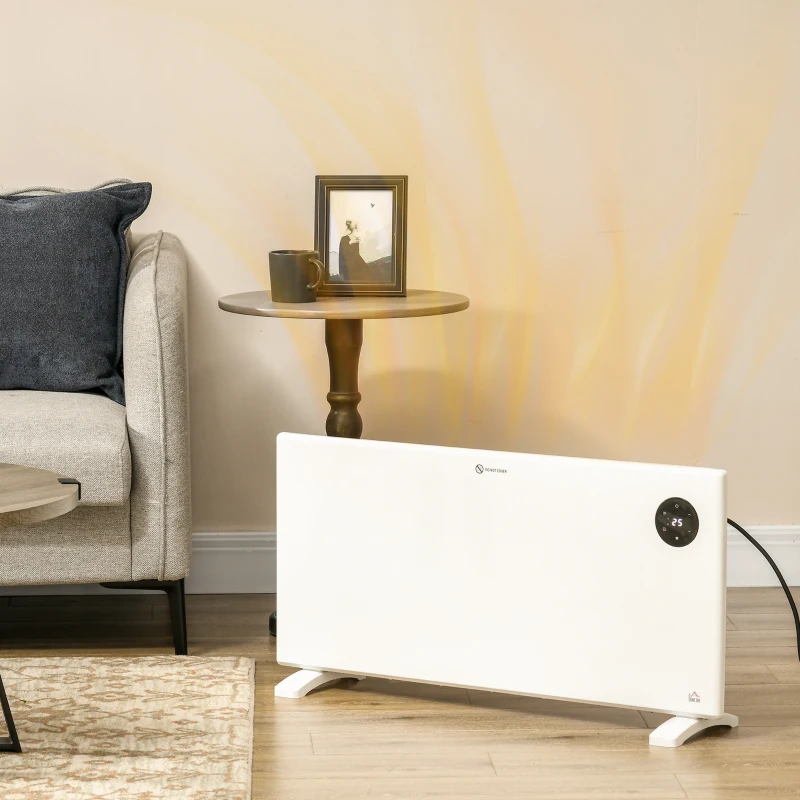 HOMCOM Radiateur électrique convecteur 2000 W écran LED et télécommande sur pieds ou mural pièce 15-20㎡ blanc