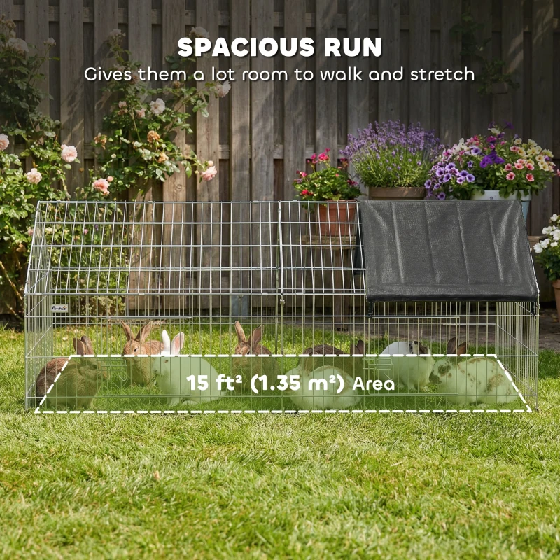PawHut Rabbit Run with Protective Cover for  Small Animals, Chickens, Guinea Pigs, Tortoises, 180 x 75 x 75 cm, Black